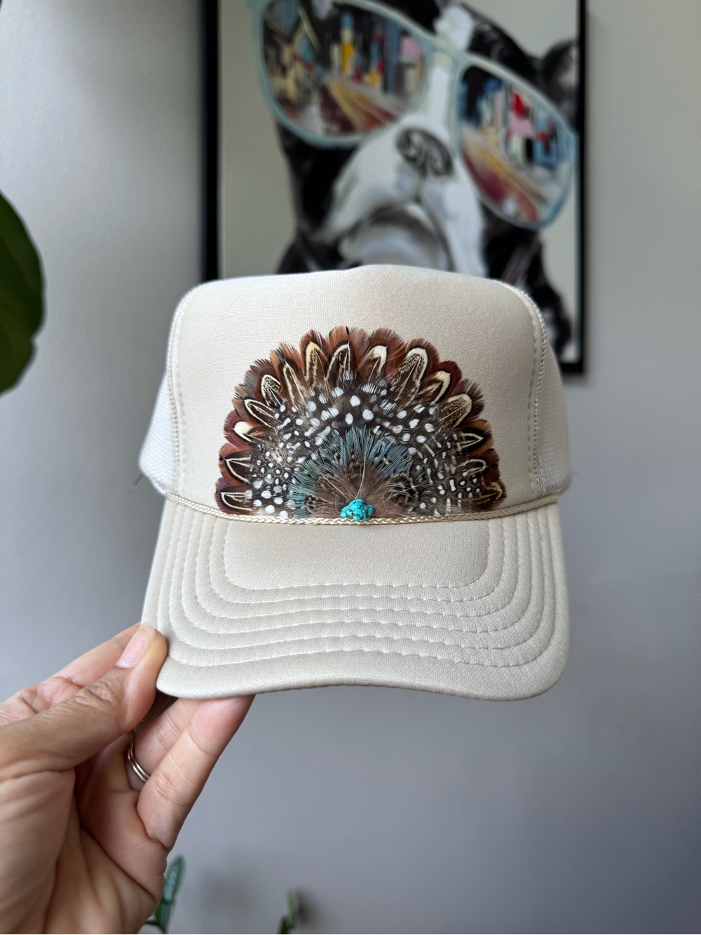 F1 Boho Feather Trucker Hat